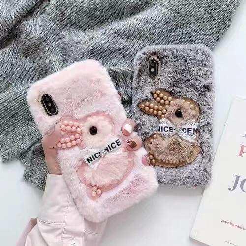 Rabbit Fluffy Plush Cover For Samsung Galaxy Note 8 9 S10 Lite S8 S9 S10E Plus S20 FE 20 Ultra Lovely Warm Mobile Phone Case