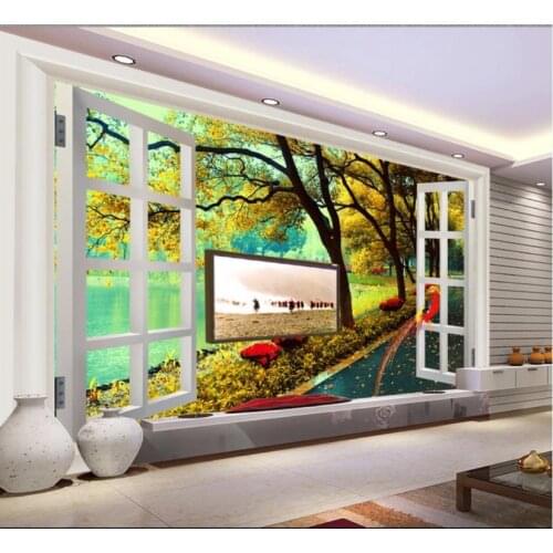 Custom photo wallpaper 3d mural wallpaper for walls 3 d Scenery nature tree outside the window murals TV background wall decor