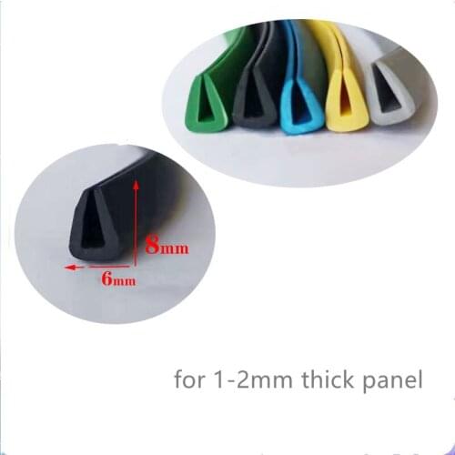 Rubber U Sealing Strip 8x6x8mm 2mm thick Glass Metal Car Wood Panel Board Flat Edge Encloser Shield Blue Black Yellow Gray Green
