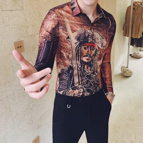 Character of new fund of 2019 autumn wind printing society youth mens cultivate morality C109 P58 - long sleeve shirt