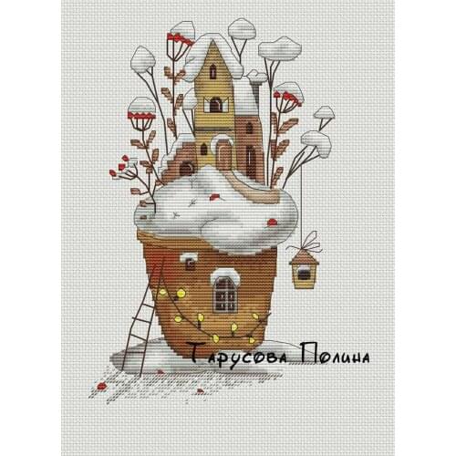 Counted Cross Stitch Kit Cross stitch RS cotton with cross stitchTeapot cake garden Christmas bird