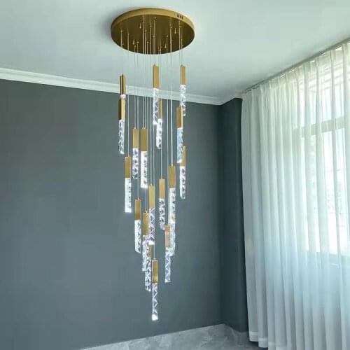 Chrome/gold modern chandelier for staircase long lighting crystal hanging lamp bedroom bedside table dining room kitchen lights