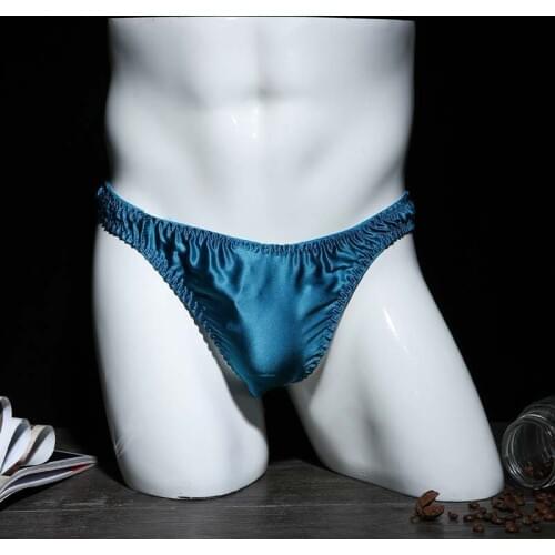 Thong Men Mulberry Silk Mens Thongs and G Strings Gay Men Underwear Penis Pouch Thong Low-rise Tight-fitting Men Thongs Gay Sexy