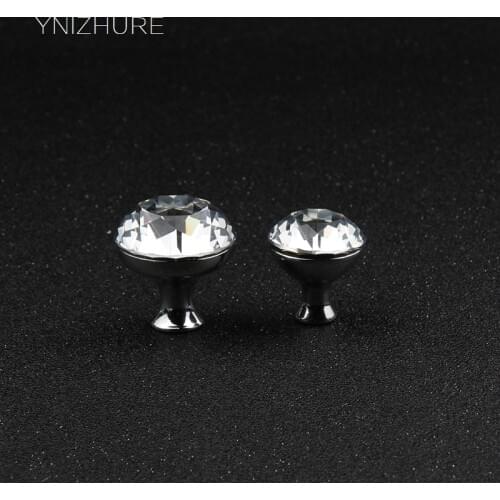 Top grade10pcs/lot 25-30mm Clear Diamond Shape Crystal Glass Pull Handle Cupboard Cabinet Drawer Door Furniture Knob YZ-1015