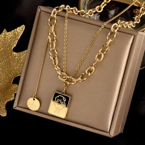 Titanium steel little prince goodluck double layer stacked sweater chain female niche design all-match temperament necklace