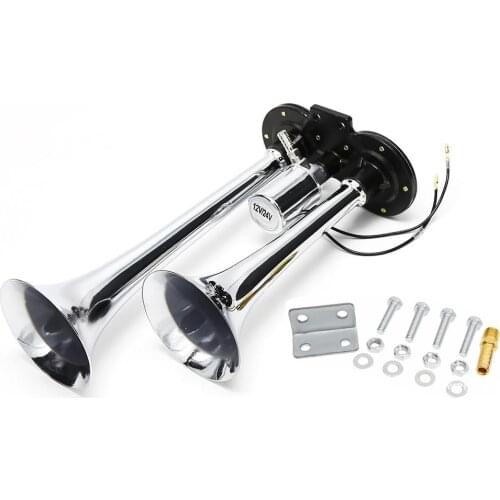 12V/24V Universal Dual Trumpet Electric Horn 150dB Super Loud Solenoid Valve Air Horn Speaker Kit for Truck Car Accessories