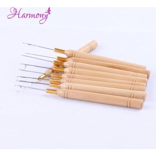 20pcs/lot woode handle hook needle / micro rings needle /hair extension tools for micro rings hair extensions