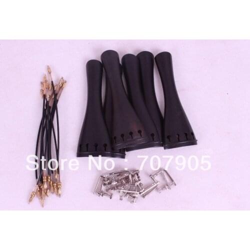 5 set 4/4 violin Hardwood parts, tailpiece tuner tail gut Accessories #E17