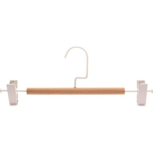 50pcs Wooden Pants Hangers with Metal Clips Wood Skirt Hanger Trousers Rack Clip Clothes Pegs