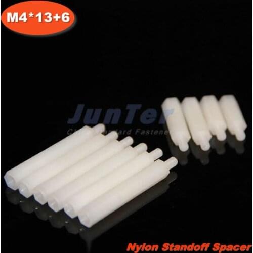 500pcs/lot Nylon Standoff Spacer M4 Male x M4 Female -13mm