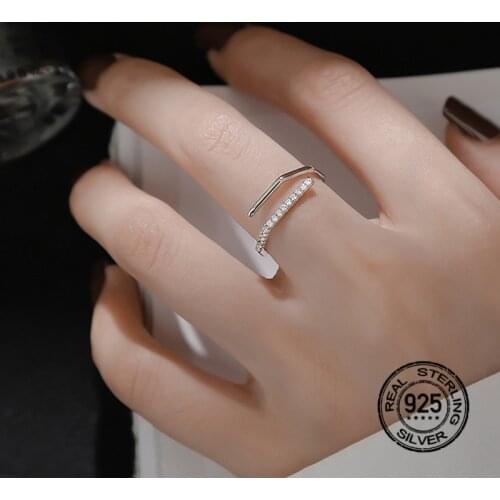 925 Silver Rings For Women Cross Diamond Opening Fashion Personality Set Adjustable Gift INEFFA Understated Delicate Minimalist