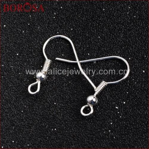 BOROSA Silver Color Metal Earring Hooks Ear Hooks For Jewelry Earrings Findings And Components for DIY Accessories PJ023