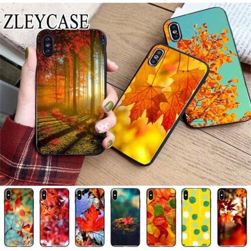 Hello Autumn fall Maple Leaves black Phone Case For iphone x xs 12pro max 5s 6splus 7 8plus xr xsmax SE 2020 12mini cover