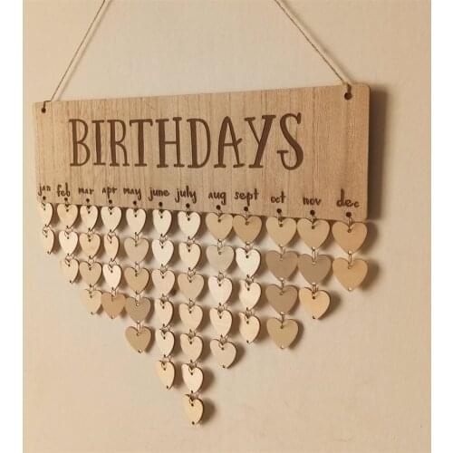 Chritsmas Birthday Special Days Reminder Board Home Hanging Decor Wooden Calendar Board Hanging Ornament New Year Decoration