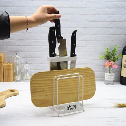 Warm Life White Metal Iron Kitchen Drying Rack Pot Lid Holder Storage Stand Cutting Board Holder Kitchen Knife Rack Homeware
