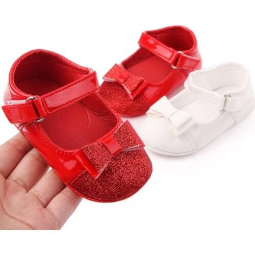 Newborn Baby PU Leather Baby Girl Baby Cute knot Shoes Soft Soled Non-slip Footwear Crib Shoes