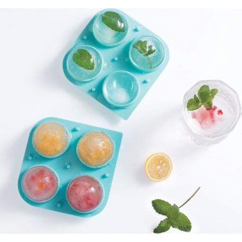 1pc Ice Cube Ball Maker Mold Multifunctional 4-Cavity Silicone Ball Ice Cube Maker Cocktail Whiskey Form For Ice Kitchen Tool