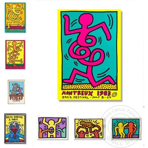 Haring Pop Art Keith Exhibition Poster Pisa Heart Abstract Prints New York City Vintage Canvas Painting Gallery Wall Decorative
