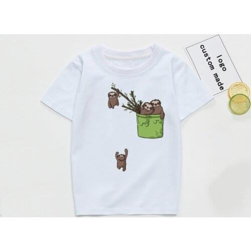 Pocket Red Pandas Animal Print Boys Girls T-Shirts Kids White T Shirts Baby Children Cute Tops Clothing Shirt Camiseta Drop Ship