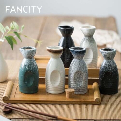 FANCITY Japanese-style retro ceramic sake jug white wine shochu bottle warm wine jug dispenser commercial restaurant tableware