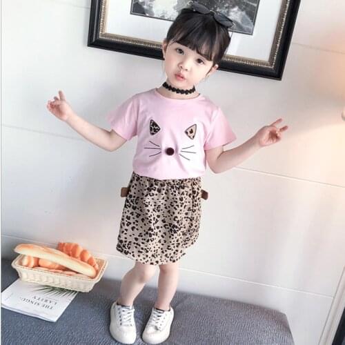 Summer baby girl dress 2-7T kids Leopard print dress baby girl dress pink white short sleeve fashionable beautiful girls outwear
