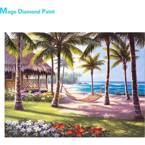 Seaside Scenery Diamond Painting Scenic Round Full Drill Beach Coconut House Nouveaute DIY Mosaic Embroidery 5D Cross Stitch