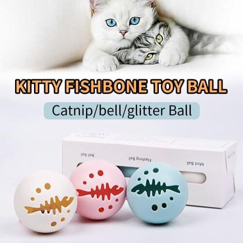 Cat Toy Ball Dingdang Ball Cat Toys Combination New Rotating Ball Mint ball Power Fishbone Pattern Pet Toy Pet Supplies