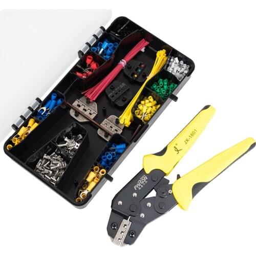 Crimping Tool Kit 28-10 AWG Ratchet Wire Crimper Plier 5pcs Crimping Dies 450pcs Insulated Wire Connectors Male Female