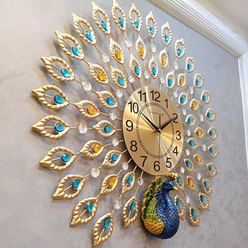 Heat! Chinese Creative Simple Modern Home Clock 3D Peacock Wall Clock Living Room Mute Clock Fashion Decorative Quartz Clock