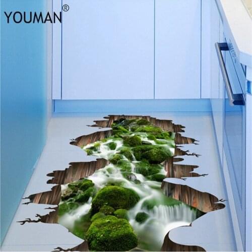 Wallpapers Youman Hot 3D Floor Stickers Vinyl Material Living Room Bedroom Bathroom Wallpaper Decoration sticker Home Decor