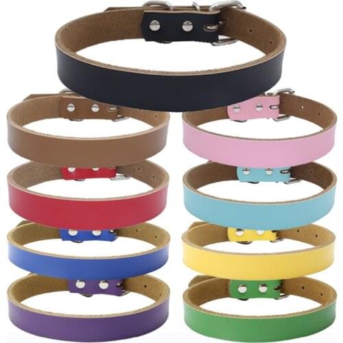 Pet Puppy Collar Supplies Leather Dog Collars For Large Dogs Classic Style Genuine Adjustable Cow Strong Copper Buckle E