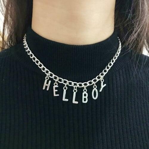 Letter Hellboy Choker Necklaces Angel BABY Silver Color Chain Necklace Couple Gift Pendant Women Jewelry Punk Style Girls