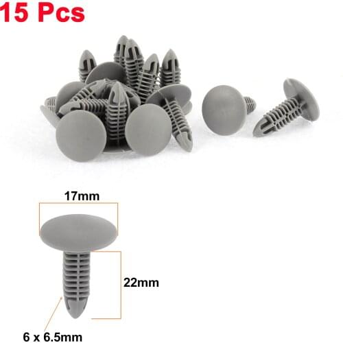 X Autohaux Plastic Door Buckle Clasp Rivet Trim Mat Clip Gray 6Mm X 6.5Mm Hole 15Pcs