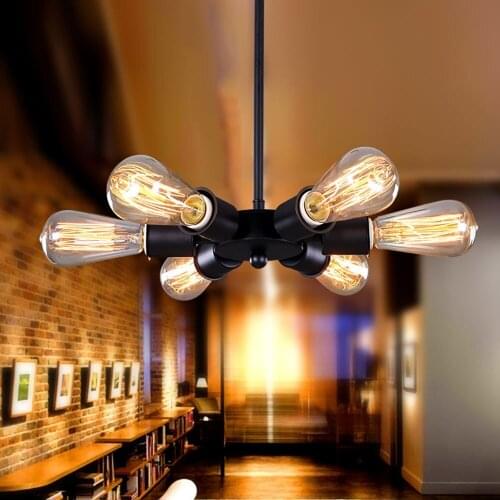Retro 6 Heads Wheel Pendant Light Loft Restaurant Bar Living Room Industrial Vintage Pendant Lamp E27