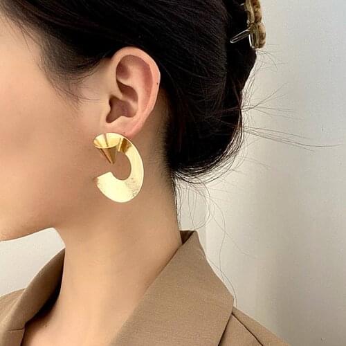 Timlee E008 Europe And America New Popular Geometry Round Funnel Texture Metal Drop Earrings,Temperamental Jewelry Wholesale