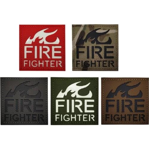 Fire Fighter Rescue Team Logo Reflective Patches Extinguishing Hero Salute You Nylon Velcro Badges For Clothes Vest Bag Decor