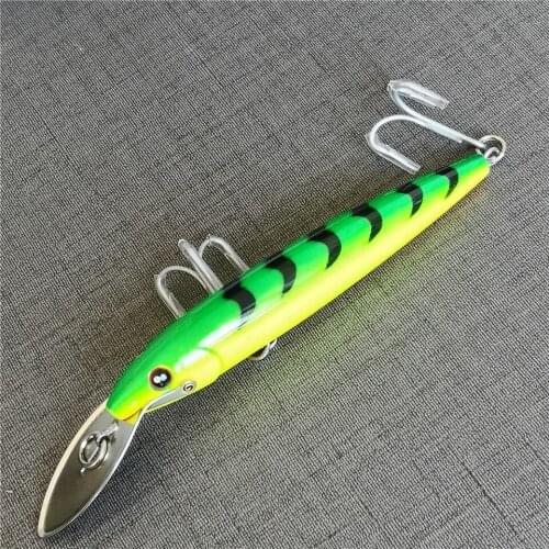 SWOLFY 4PCS Big Minnow Fishing Lure 32.5g/13cm 4colors FLOATING 0-5m Metal tongue Floating Lure Hard Bait