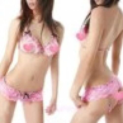 Women Lace Open Bust Bra Crotchless Bra + G-string 2 Pieces Honeymoon Sleepwear
