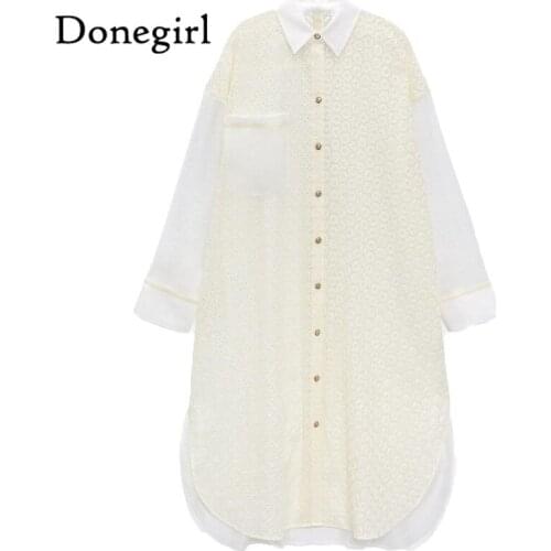 New 2021 summer new womens clothing hollow embroidered long shirt sun protection lapel long sleeve casual dress summer dress