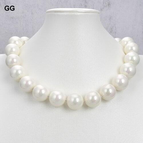 GG Jewelry Natural 18" Huge 20mm AAA White Sea Shell Pearl Necklace Lady Jewelry
