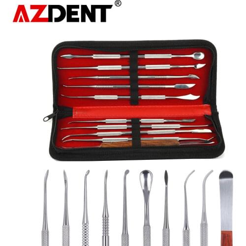 1 set Wax Carving Tool Stainless Steel Dental Sculpture Instrument Versatile Kit for Dental Lab Equipment With PU Holder Case