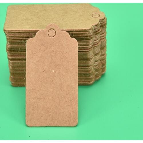 100Pcs Kraft Price Tags For Clothing Hang DIY Gift Christmas Wedding Party Decor Supplies Rectangle Paper Label 4x2cm
