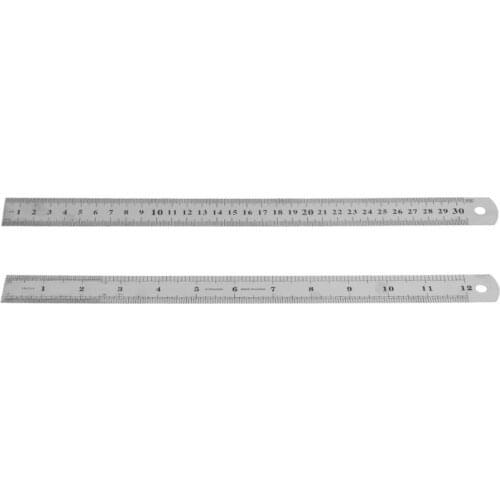 30CM 12"Steel Stainless Pocket Pouch Metric Metal Ruler Measurement Double Sided 85AC