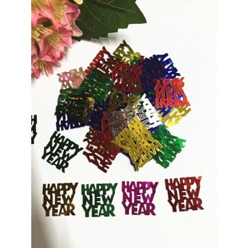 300pcs/lot 23mm Happy New Year Letter Sequins PVC Flat Paillette Crafts For Sewing DIY Accessory Kids DIY