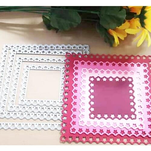 4PCS/SET Metal Cutting Dies Square Star Scrapbooking Die Cut for DIY Background Embossing Paper Tools