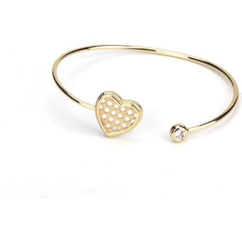 Heart Shape Crystal Accessory 2019 Trendy New Arrival Copper Plated Gold Brand Luxury Jewelry Charm Bangle for Women Bijoux
