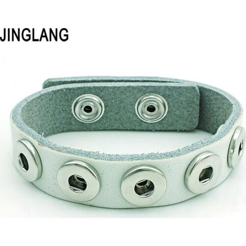 Fashion Cuff Bracelets 12mm Interchangeable Snap Buttons 3 Color Leather Infinity Bracelets For Women Jewelry Free Shipping