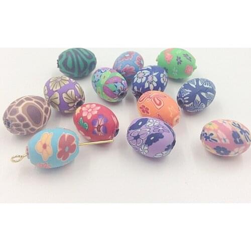 15*11MM 50Pcs/pack "Mix Colors Oval Ball" Polymer Clay Bead Loose Beads Jewelry Beads