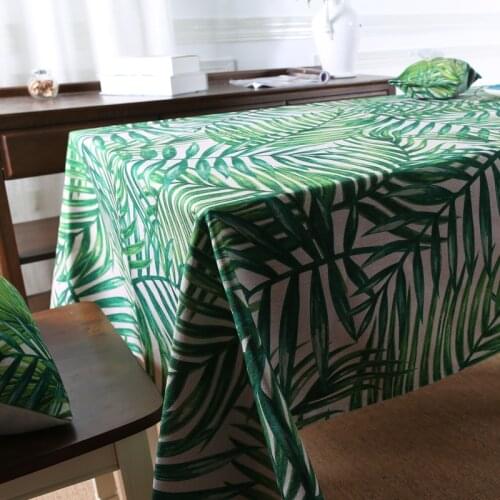 Southeast Asia Plants Printed Decorative cotton linen table cloth party wedding table cover tablecloth rectangle Customizable