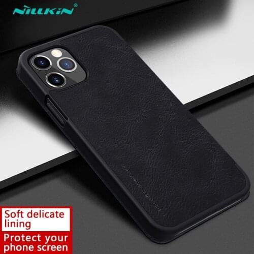 Nillkin for iPhone 12 Pro Max Case Qin Slim Flip Leather Case Wallet Card Slot Protective Case for iPhone 12 Pro 12 Mini Cover